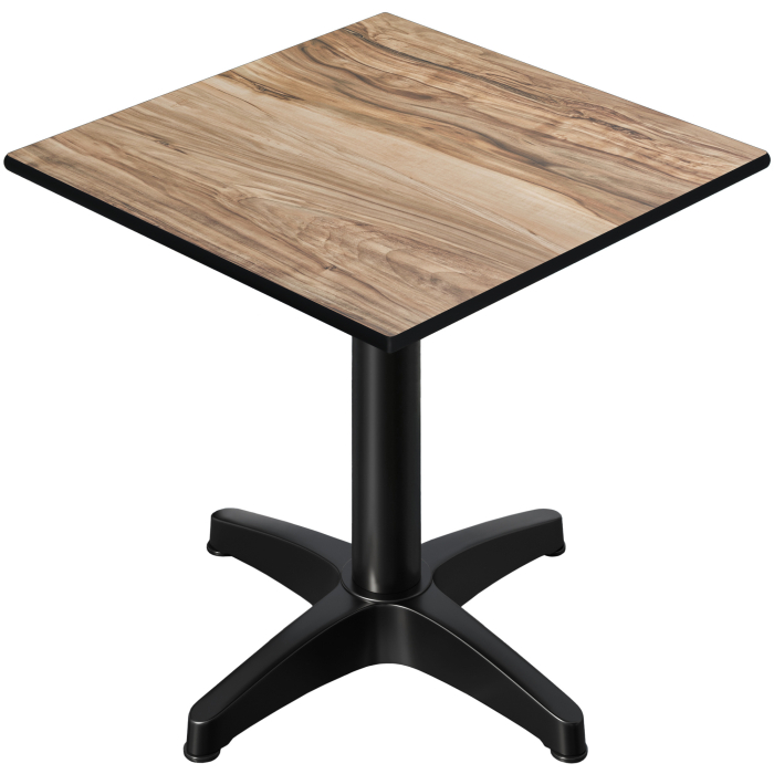 CPBL | HPL Bistro Tisch | B:T:H 60 x 60 x 78 cm | Sheesham / Aluminium | Klappbar + Zusatzgewicht | Quadratisch