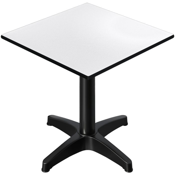 CPBL | Tavolo da bistrot in HPL | L:P:H 60 x 60 x 78 cm | Bianco / Nero alluminio | Pieghevole + peso aggiuntivo | Quadrato