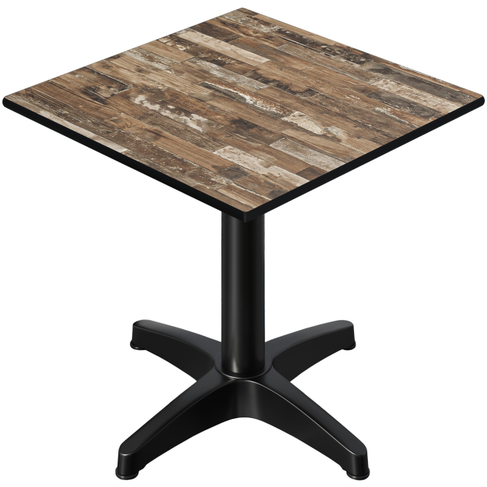 CPBL | HPL Bistro Tisch | B:T:H 70 x 70 x 78 cm | Vintage Old / Aluminium | Klappbar + Zusatzgewicht | Quadratisch