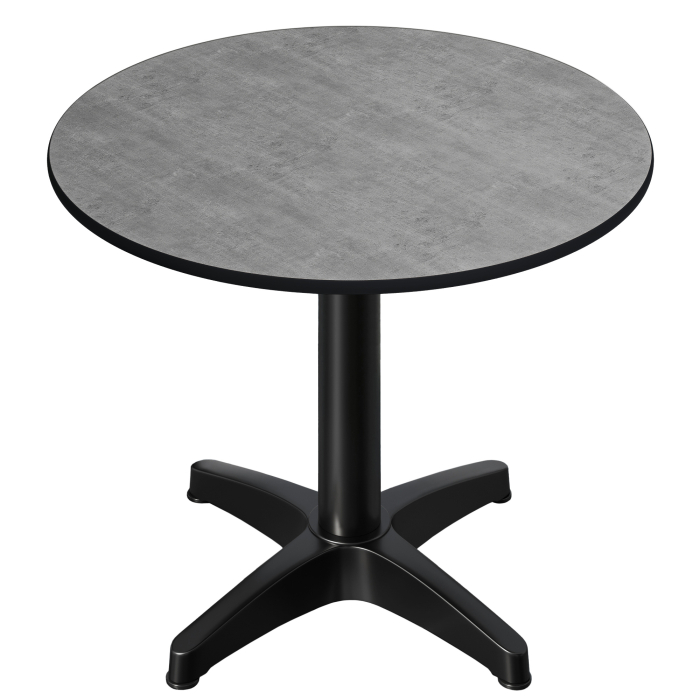 CPBL | HPL Bistro Tisch | Ø:H 60 x 78 cm | Beton / Aluminium Schwarz | Klappbar + Zusatzgewicht | Rund