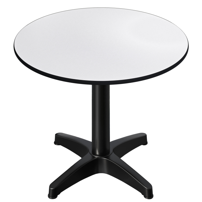 CPBL | HPL Bistro Tisch | Ø:H 70 x 78 cm | Weiß / Aluminium Schwarz | Klappbar + Zusatzgewicht | Rund