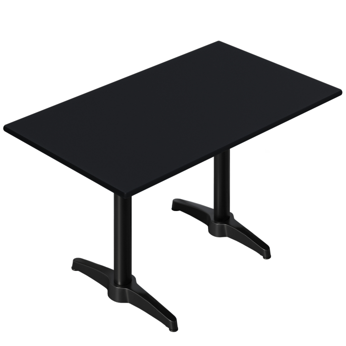 CPBL | HPL bistrobord | B:D:H 120 x 70 x 80 cm | Svart / aluminium | Ekstra vekt | Rektangulær