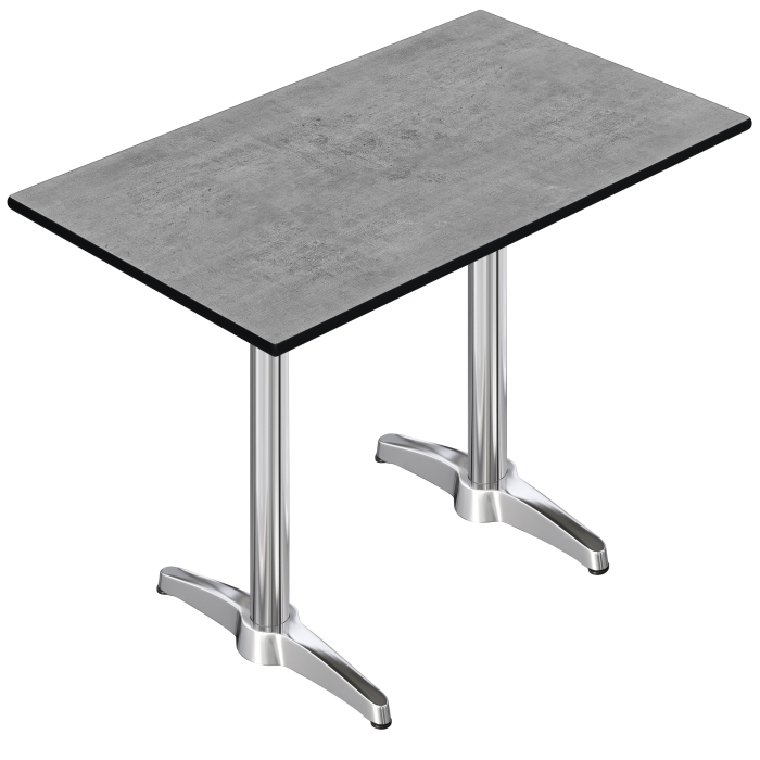 CPBL | HPL Compact Bistro Mesa alta | 130 x 80 x 110 cm | Hormigón / Plata | Rectangular