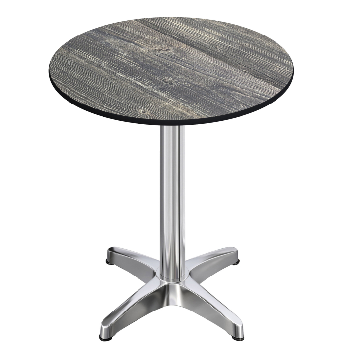 CPBL | HPL Compact Bistro Mesa Alta | Ø 60 x 110 cm | Plegable + Peso adicional | Pino rústico / Aluminio