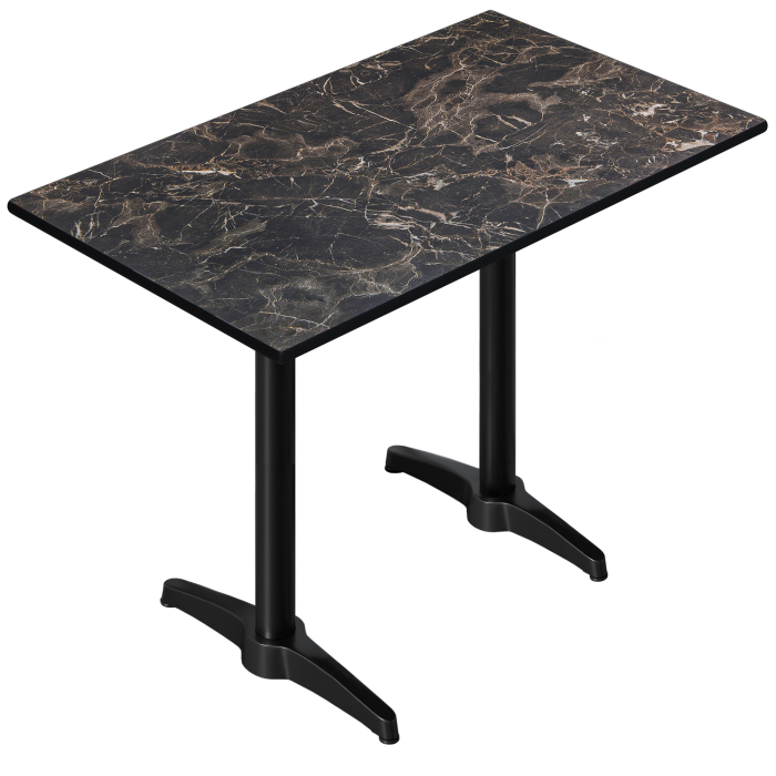 CPBL | HPL Compact Bistro Stehtisch | 130 x 80 x 110 cm | Cappuccino Marmor / Schwarz | Rechteckig