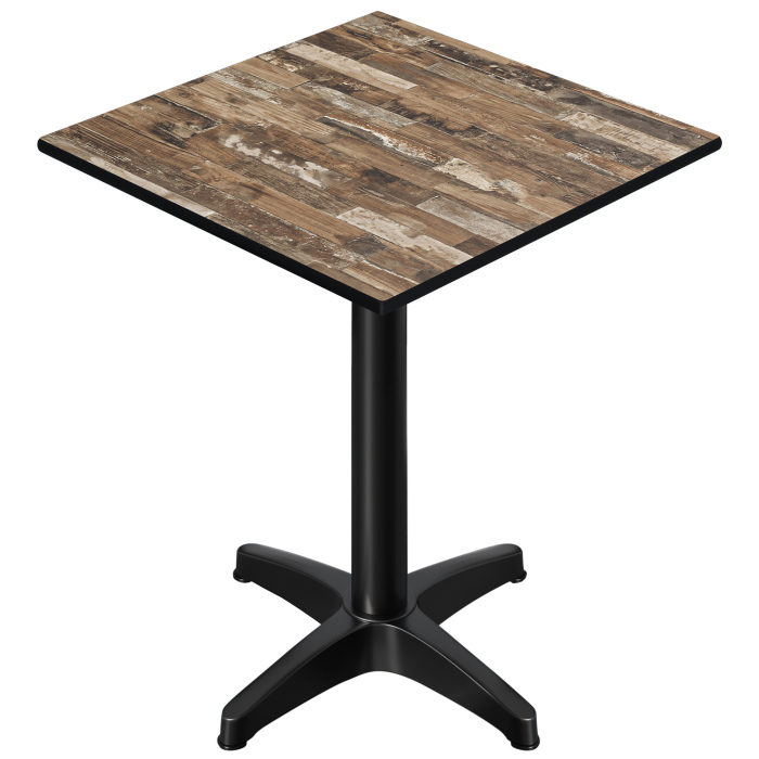 CPBL | HPL Compact Bistro Stehtisch | 60 x 60 x 110 cm | + Zusatzgewicht | Vintage Old / Schwarz