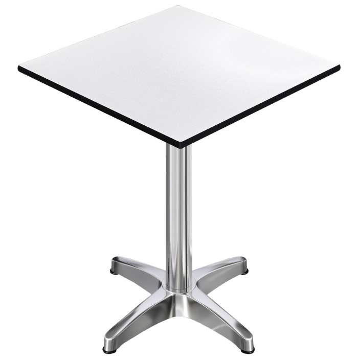 CPBL | HPL Compact Bistro Stehtisch | 70 x 70 x 110 cm | Klappbar + Zusatzgewicht | Weiß / Aluminium