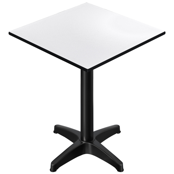CPBL | HPL Compact Bistro Stehtisch | 70 x 70 x 110 cm | Klappbar + Zusatzgewicht | Weiß / Schwarz