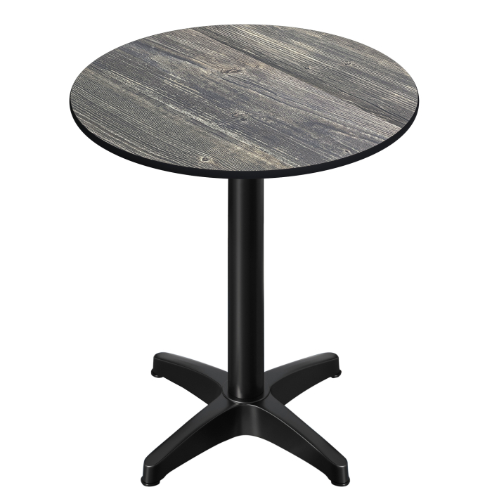 CPBL | HPL Compact Bistro Stehtisch | Ø 60 x 110 cm | Klappbar + Zusatzgewicht | Rustikal Kiefer / Schwarz
