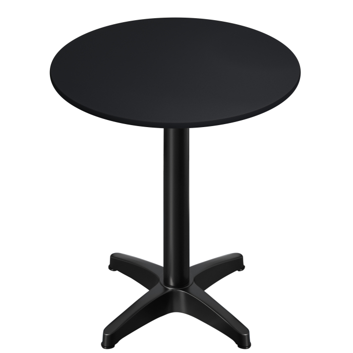 CPBL | HPL Compact Bistro Stół Wysoki | Ø 60 x 110 cm | Składany + Dodatkowy ciężar | Czarny / Czarny