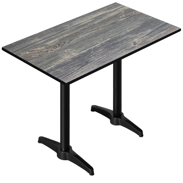 CPBL | HPL Compact Bistro Table | 120 x 70 x 110 cm | Pin rustique / Noir | Rectangulaire