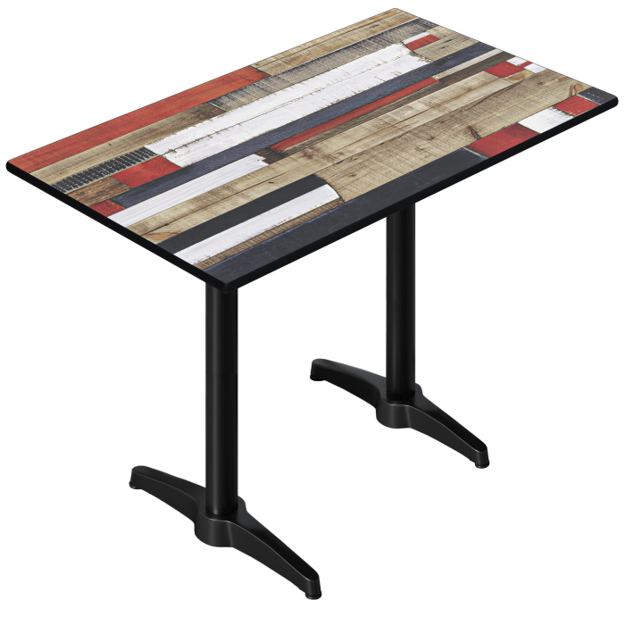 CPBL | HPL Compact Bistro Table | 120 x 70 x 110 cm | Vintage Multi / Noir | Rectangulaire