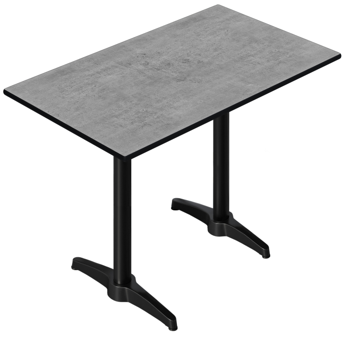 CPBL | HPL Compact Bistro Table | 130 x 80 x 110 cm | Concrete / Black | Rectangular