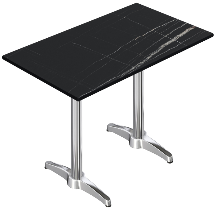 CPBL | HPL Compact Bistro Table | 130 x 80 x 110 cm | Marbre Noir / Argent | Rectangulaire