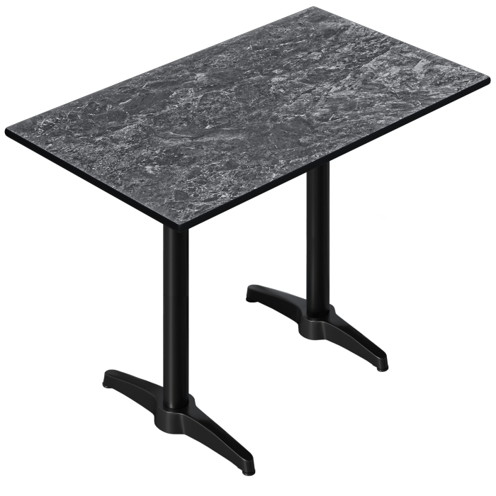 CPBL | HPL Compact Bistro Table | 130 x 80 x 110 cm | Pierre / Noir | Rectangulaire