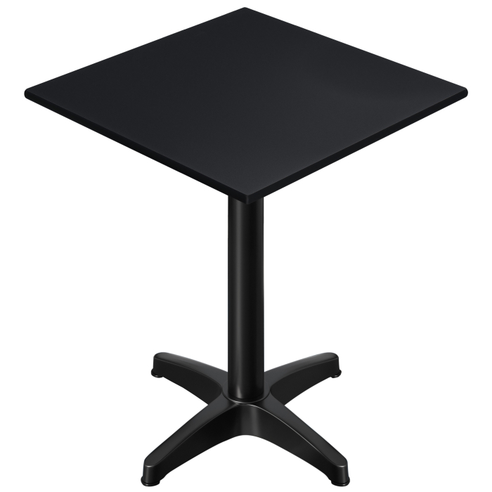 CPBL | HPL Compact Bistro Table | 70 x 70 x 110 cm | Pliable + Poids supplémentaire | Noir / Noir