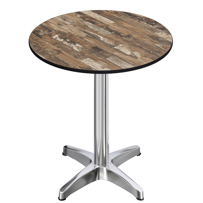 CPBL | HPL Compact Bistro Table Hauteur | Ø 70 x 110 cm | + Poids Supplémentaire | Vintage Old / Aluminium