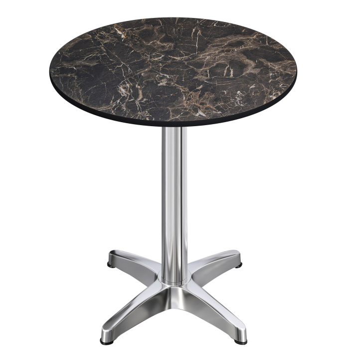 CPBL | HPL Compact Bistro Table | Ø 60 x 110 cm | Foldable + Additional Weight | Cappuccino Marble / Aluminum
