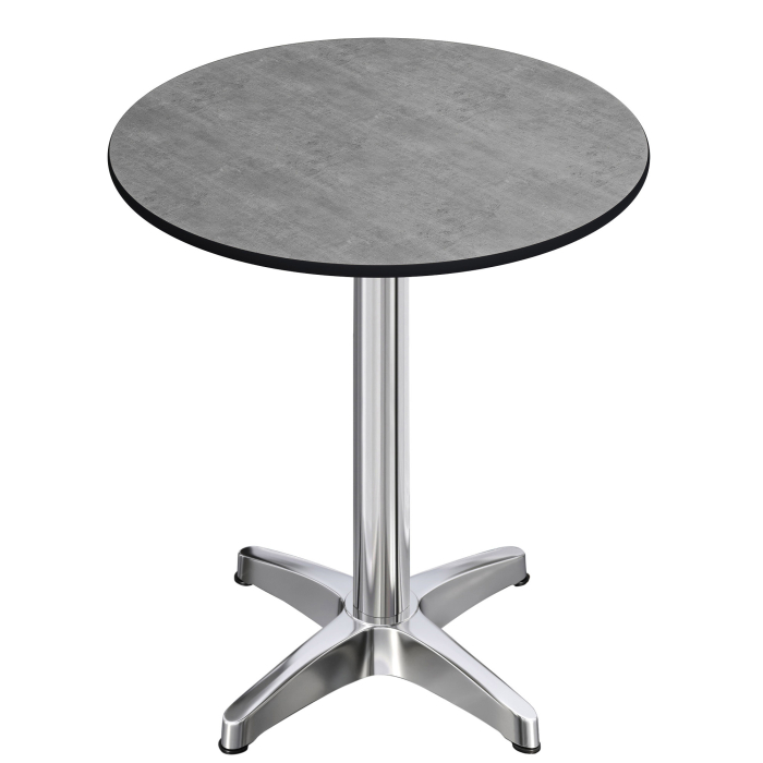 CPBL | HPL Compact Bistro Tavolo Alti | Ø 60 x 110 cm | Pieghevole + Peso Aggiuntivo | Calcestruzzo / Alluminio