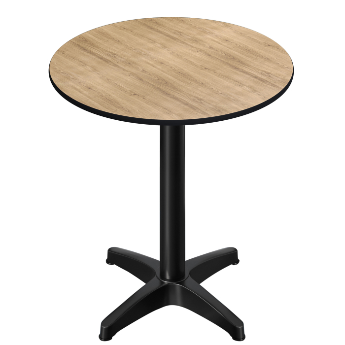 CPBL | HPL Compact Bistro Tavolo Alto | Ø 70 x 110 cm | Pieghevole + Peso Aggiuntivo | Quercia / Nero