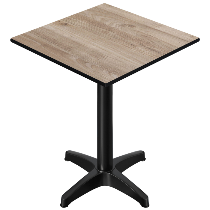 CPBL | HPL Kompakt Bistro Pöytä | 70 x 70 x 110 cm | Käännettävä + Lisäpaino | Rustiikkinen tammi / Musta