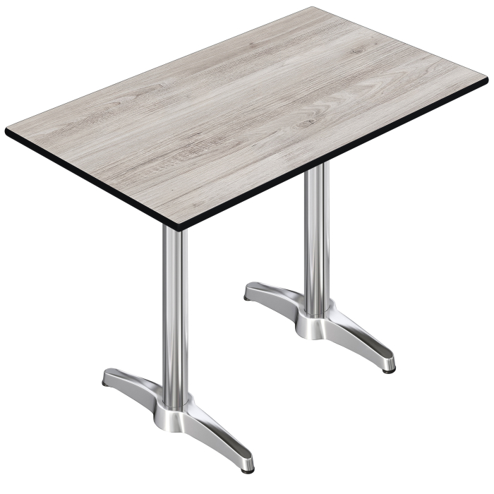CPBL | HPL Mesa de Bistro Compacta | 120 x 70 x 110 cm | Roble Blanco / Plata | Rectangular