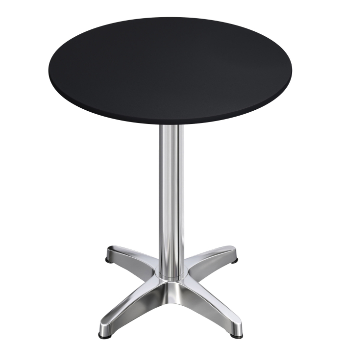 CPBL | HPL Table de bistrot compacte | Ø 60 x 110 cm | Pliable + poids supplémentaire | Noir / Aluminium