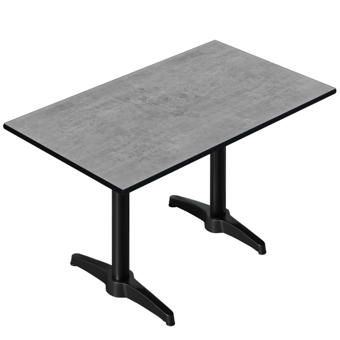 CPBL | HPL Table de bistrot | L:P:H 120 x 70 x 80 cm | Béton / Aluminium noir | Poids supplémentaire | Rectangulaire