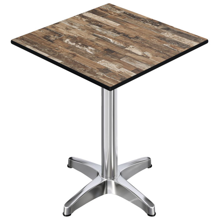 CPBL | HPL Tavolo da bistrot compatto | 60 x 60 x 110 cm | + Peso aggiuntivo | Vintage Old / Alluminio
