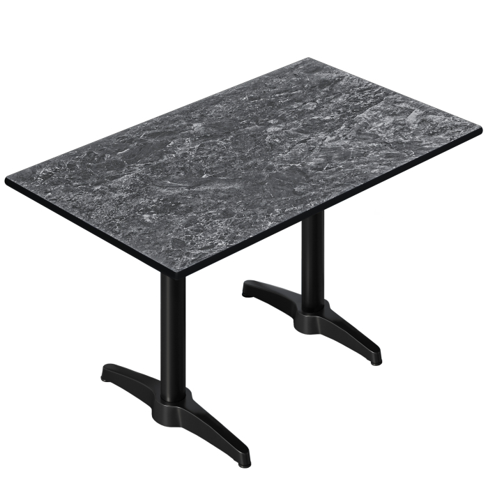 CPBL | Tavolo bistrot in HPL | L:P:H 120 x 70 x 80 cm | roccia / alluminio | peso aggiuntivo | rettangolare