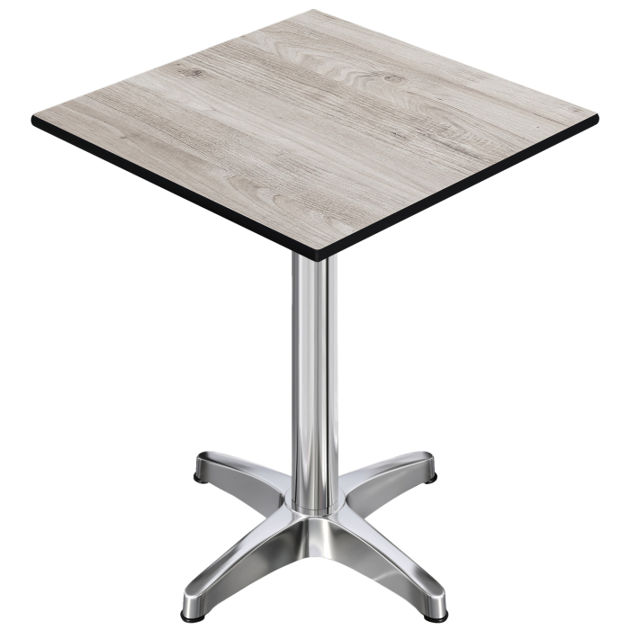 CPBL | Tavolo da bistrot compatto HPL | 60 x 60 x 110 cm | + peso aggiuntivo | Rovere Bianco / Alluminio