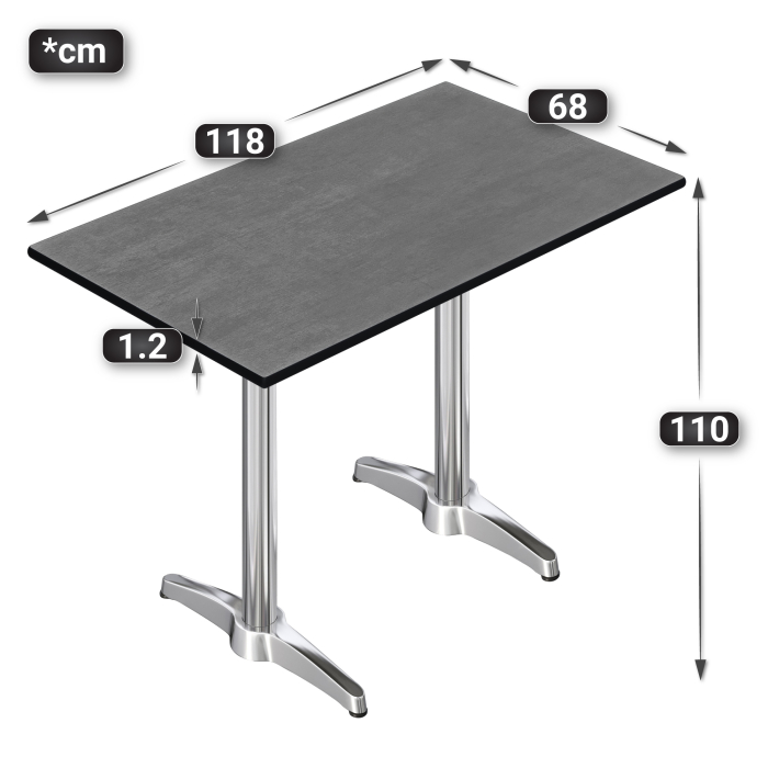 CPBL | HPL Compact Bistro Table | 120 x 70 x 110 cm | Anthracite / Silver | Rectangular CPBL | HPL Compact Bistro Table | 120 x 70 x 110 cm | Anthracite / Silver | Rectangular