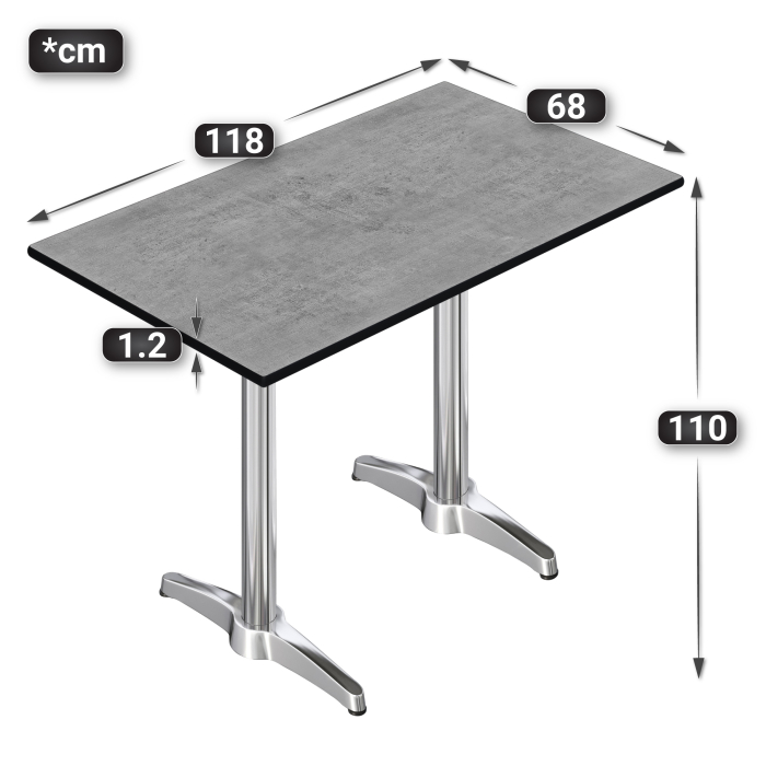 CPBL | HPL Compact Bistro Table | 120 x 70 x 110 cm | Concrete / Silver | Rectangular CPBL | HPL Compact Bistro Table | 120 x 70 x 110 cm | Concrete / Silver | Rectangular