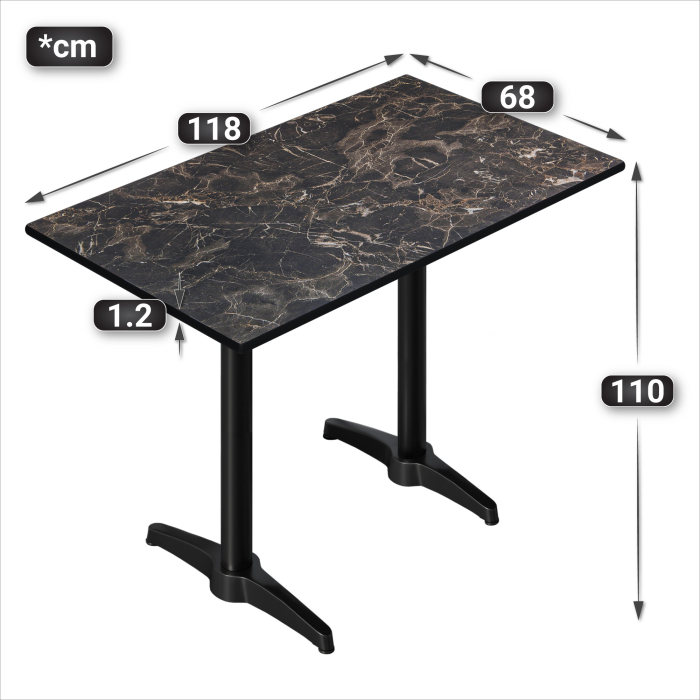 CPBL | HPL Compact Bistro Høyt bord | 120 x 70 x 110 cm | Kappuccino Marmor / Svart | Rektangulær CPBL | HPL Compact Bistro Høyt bord | 120 x 70 x 110 cm | Kappuccino Marmor / Svart | Rektangulær
