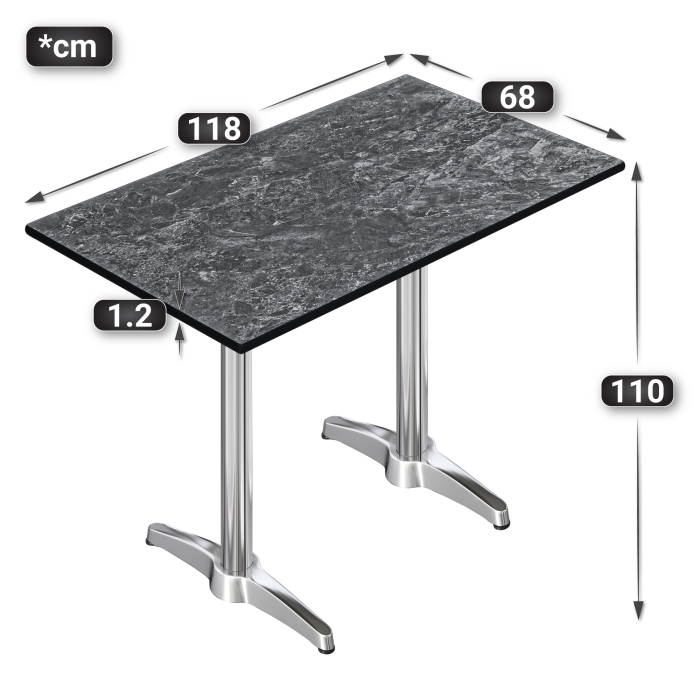 CPBL | HPL Compact Bistro Table | 120 x 70 x 110 cm | Rock / Silver | Rectangular CPBL | HPL Compact Bistro Table | 120 x 70 x 110 cm | Rock / Silver | Rectangular
