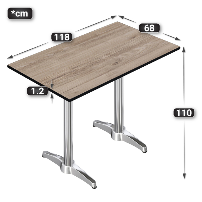 CPBL | HPL Kompakt Bistro Ståbord | 120 x 70 x 110 cm | Rustikk Eik / Sølv | Firkantet CPBL | HPL Kompakt Bistro Ståbord | 120 x 70 x 110 cm | Rustikk Eik / Sølv | Firkantet