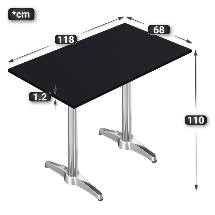 CPBL | HPL Compact Bistro Ståbord | 120 x 70 x 110 cm | Svart / Silver | Rektangulär CPBL | HPL Compact Bistro Ståbord | 120 x 70 x 110 cm | Svart / Silver | Rektangulär