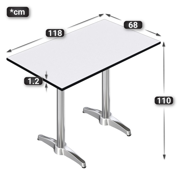 CPBL | HPL Compact Bistro Tavolo Alto | 120 x 70 x 110 cm | Wengé / Argento | Rettangolare