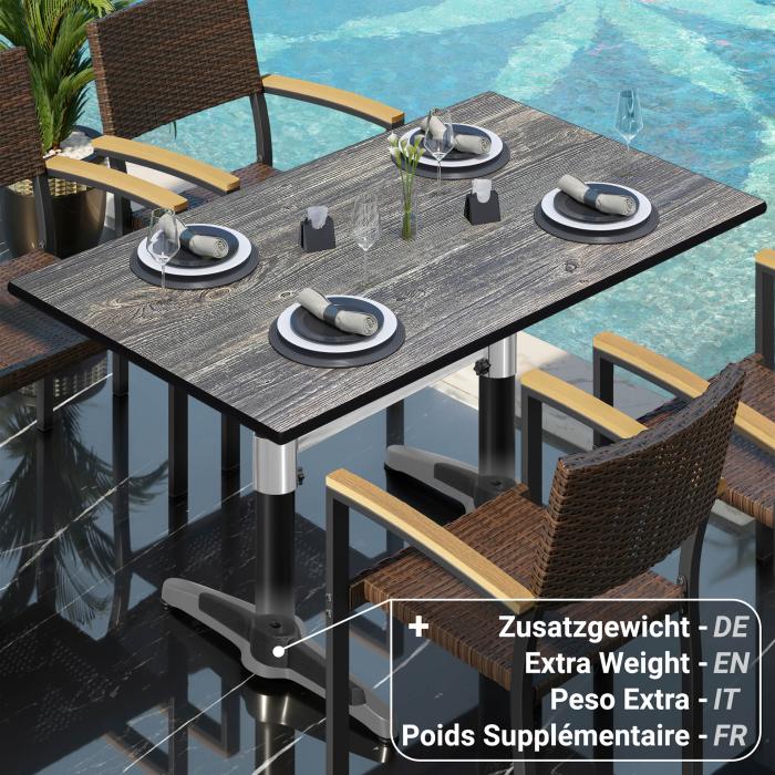 CPBL | Bistrobord i HPL | B:D:H 120 x 70 x 78 cm | Rustik furu / aluminium | Extra vikt | Rektangulärt