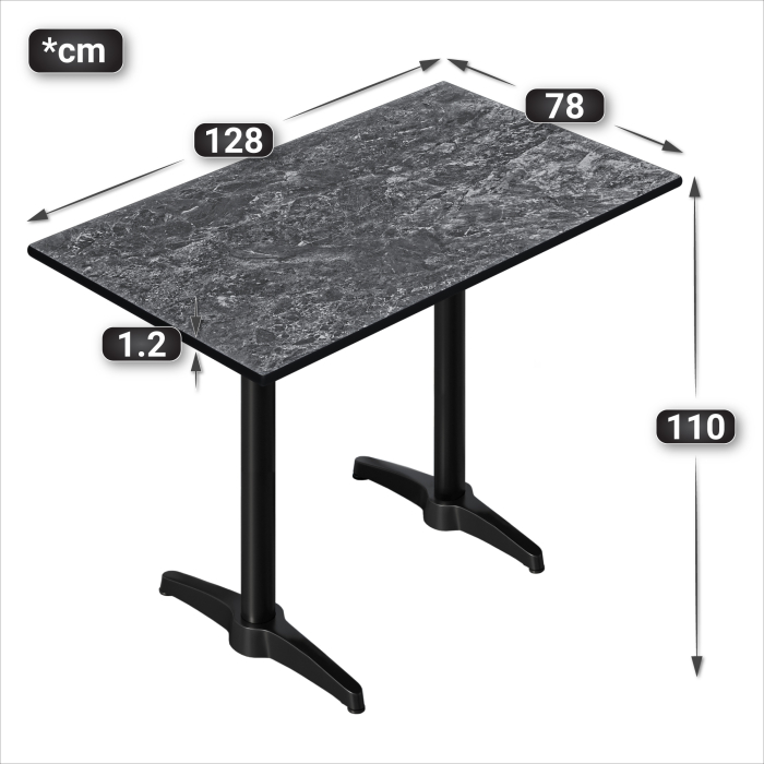 CPBL | HPL Compact Bistro Table | 130 x 80 x 110 cm | Rock / Black | Rectangular CPBL | HPL Compact Bistro Table | 130 x 80 x 110 cm | Rock / Black | Rectangular