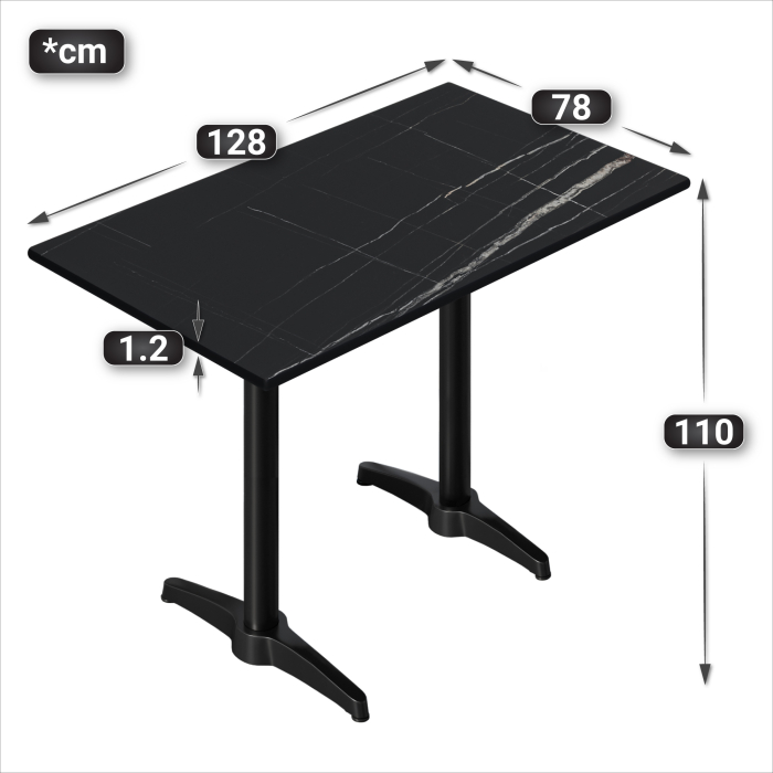 CPBL | HPL Compact Bistro Table | 130 x 80 x 110 cm | Black Marble / Black | Rectangular CPBL | HPL Compact Bistro Table | 130 x 80 x 110 cm | Black Marble / Black | Rectangular