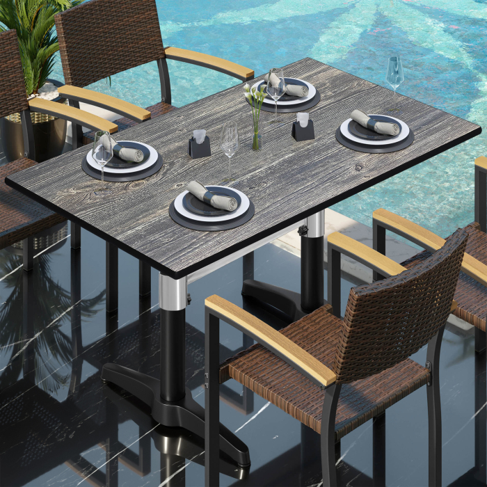 CPBL | Bistrobord i HPL | B:D:H 120 x 70 x 78 cm | Rustik furu / aluminium | Extra vikt | Rektangulärt