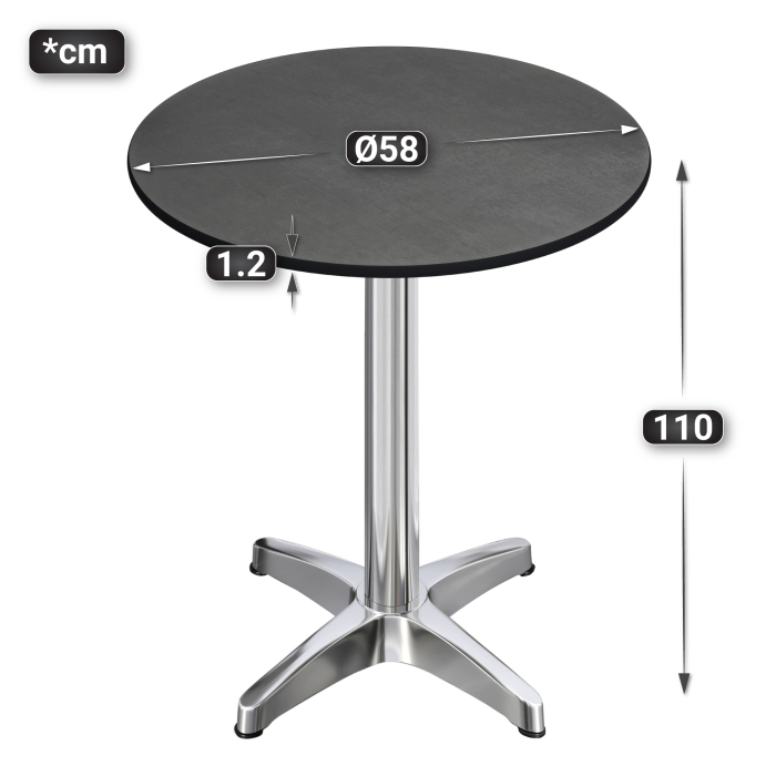 CPBL | HPL Compact Bistro Table | Ø 60 x 110 cm | Foldable + Additional Weight | Anthracite / Aluminium CPBL | HPL Compact Bistro Table | Ø 60 x 110 cm | Foldable + Additional Weight | Anthracite / Aluminium