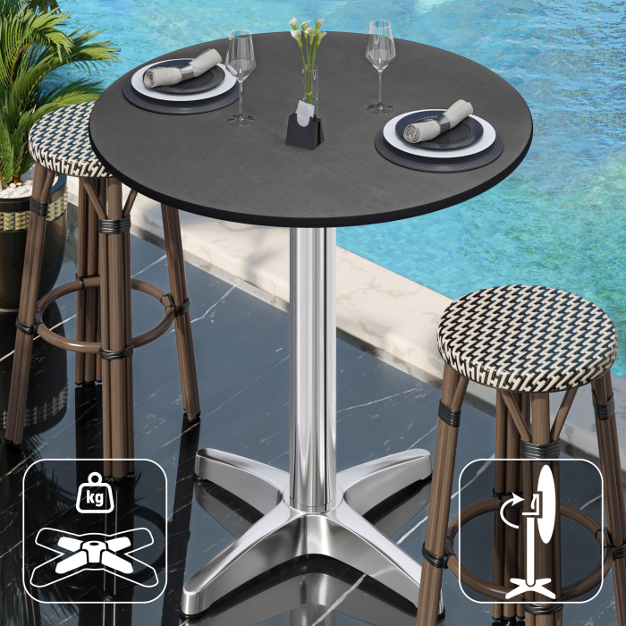 CPBL | HPL Compact Bistro Table | Ø 60 x 110 cm | Foldable + Additional Weight | Anthracite / Aluminium CPBL | HPL Compact Bistro Table | Ø 60 x 110 cm | Foldable + Additional Weight | Anthracite / Aluminium