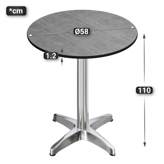 CPBL | HPL Compact Bistro Table | Ø 60 x 110 cm | Folding + Additional Weight | Concrete / Aluminum CPBL | HPL Compact Bistro Table | Ø 60 x 110 cm | Folding + Additional Weight | Concrete / Aluminum