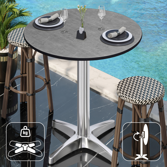 CPBL | HPL Compact Bistro Table | Ø 60 x 110 cm | Folding + Additional Weight | Concrete / Aluminum CPBL | HPL Compact Bistro Table | Ø 60 x 110 cm | Folding + Additional Weight | Concrete / Aluminum