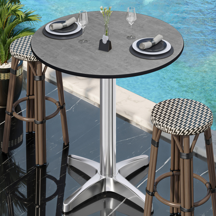 CPBL | HPL Compact Bistro Table | Ø 60 x 110 cm | Folding + Additional Weight | Concrete / Aluminum CPBL | HPL Compact Bistro Table | Ø 60 x 110 cm | Folding + Additional Weight | Concrete / Aluminum