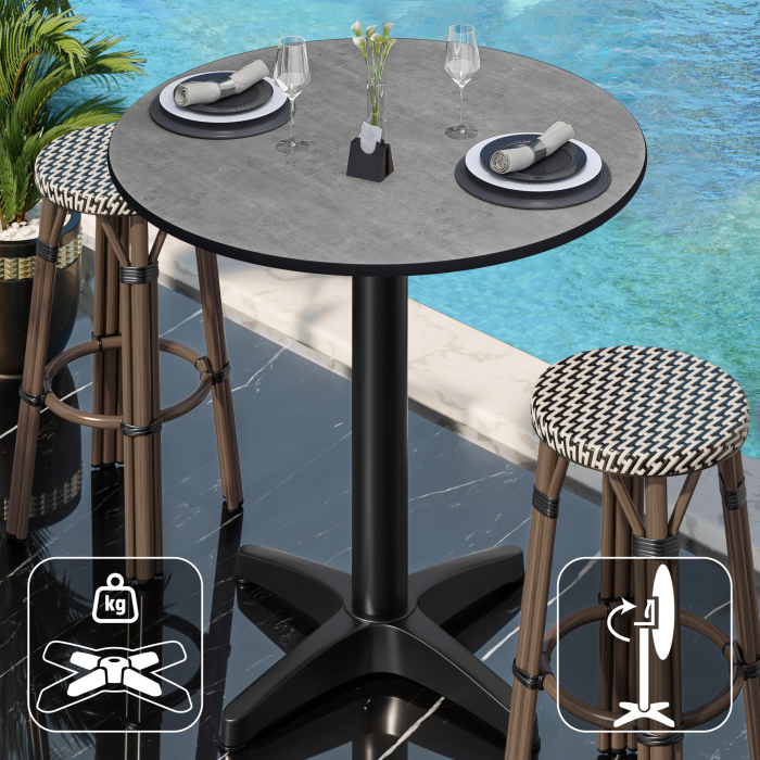 CPBL | HPL Kompakt Bistro Stehtbord | Ø 70 x 110 cm | Sammenleggbar + Ekstra vekt | Betong / Svart CPBL | HPL Kompakt Bistro Stehtbord | Ø 70 x 110 cm | Sammenleggbar + Ekstra vekt | Betong / Svart