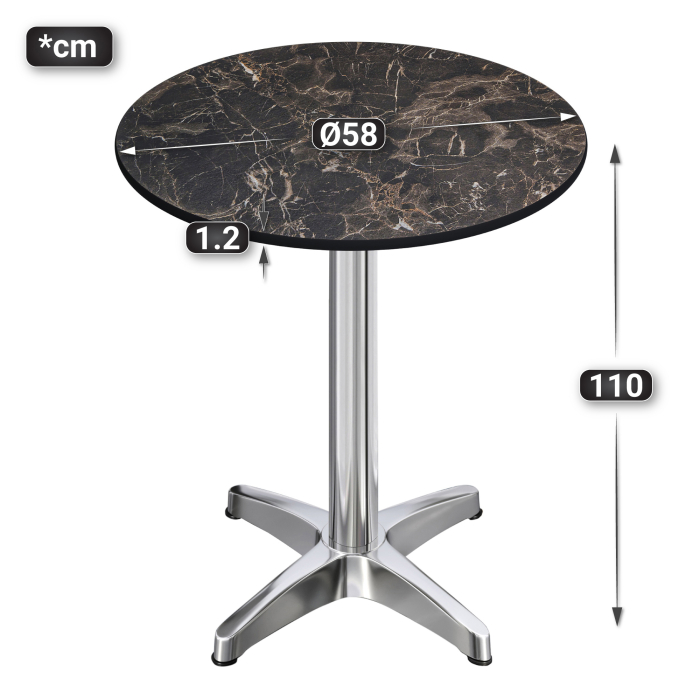 CPBL | HPL Kompakt Bistro Höjdbord | Ø 60 x 110 cm | Fällbar + Extra vikt | Cappuccino Marmor / Aluminium CPBL | HPL Kompakt Bistro Höjdbord | Ø 60 x 110 cm | Fällbar + Extra vikt | Cappuccino Marmor / Aluminium