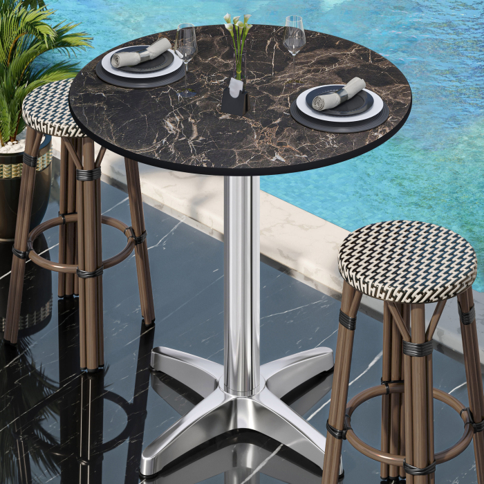 CPBL | HPL Kompakt Bistro Höjdbord | Ø 60 x 110 cm | Fällbar + Extra vikt | Cappuccino Marmor / Aluminium CPBL | HPL Kompakt Bistro Höjdbord | Ø 60 x 110 cm | Fällbar + Extra vikt | Cappuccino Marmor / Aluminium